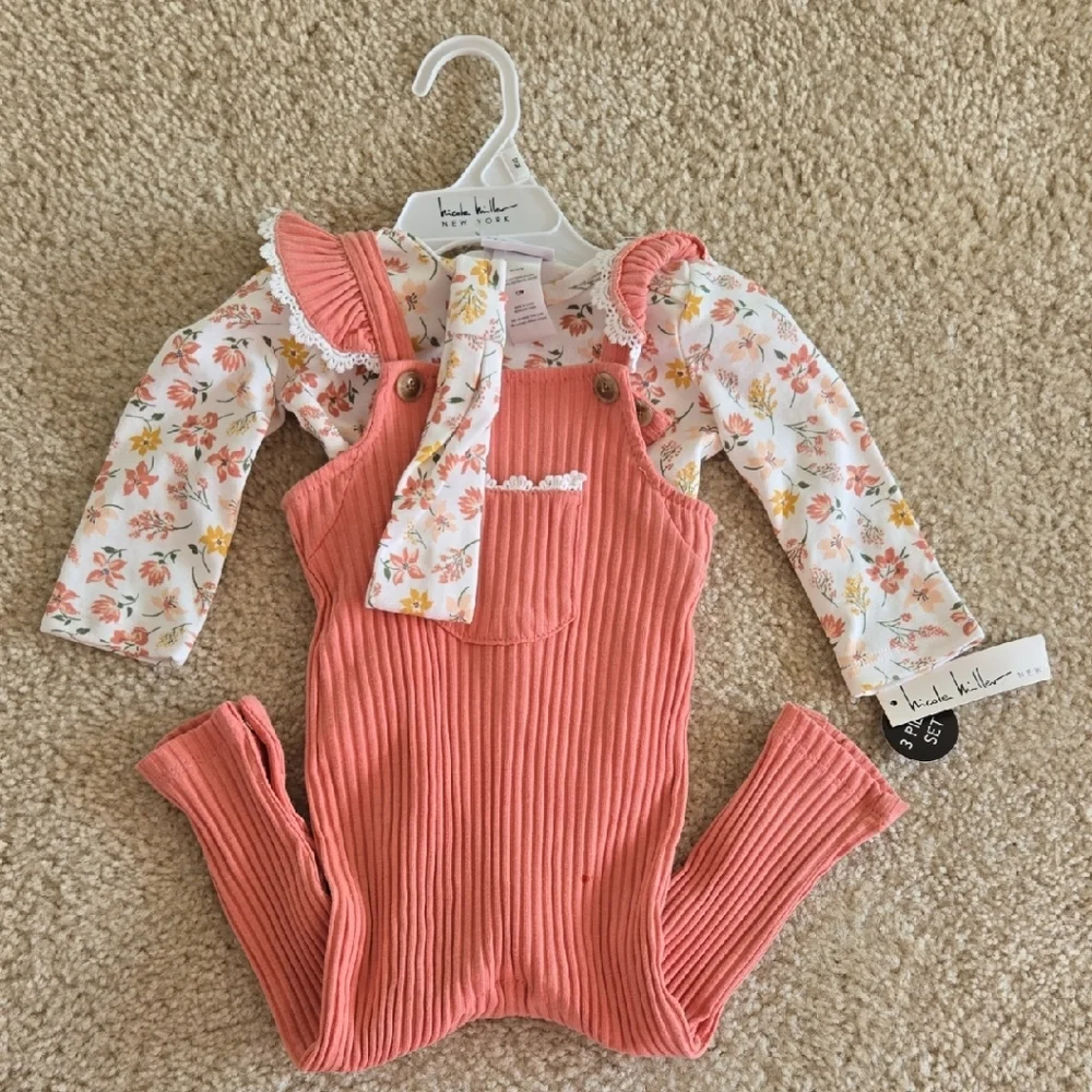 Floral Long Sleeve with Pink Corduroy Overalls
